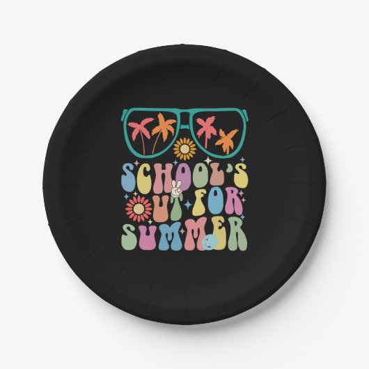 学校最後の日  サマーバケーションだ Groovy 学校が夏休みになった ペーパープレート (正面)