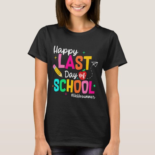 学校最後の日 卒業 先生 生徒 Tシャツ (正面)