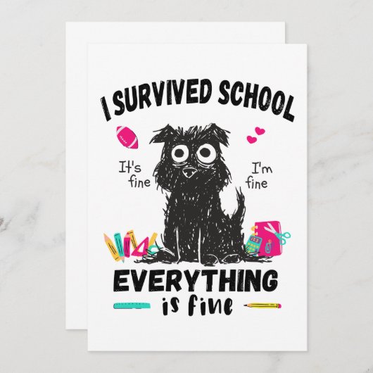 学校最後の日、生き延びたわ 学校 招待状 (正面/裏面)