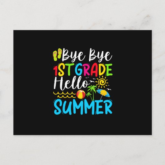 学校最後の日 1年生バイバイ こんにちは サマー 案内ポストカード (正面)