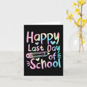 学校最終日 学生 女子 面白 夏 カード (黄色い花)