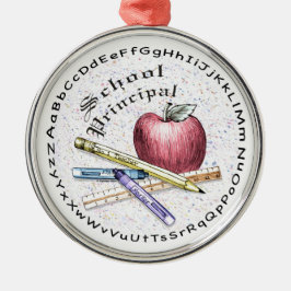 学校校長ラウンドオーナメント メタルオーナメント