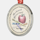 学校校長ラウンドオーナメント メタルオーナメント (左)