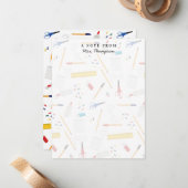 学校法人工芸品用品パターン先生ギフト ノートカード (正面/裏面インサイチュ)