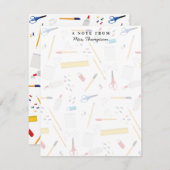 学校法人工芸品用品パターン先生ギフト ノートカード (正面/裏面)