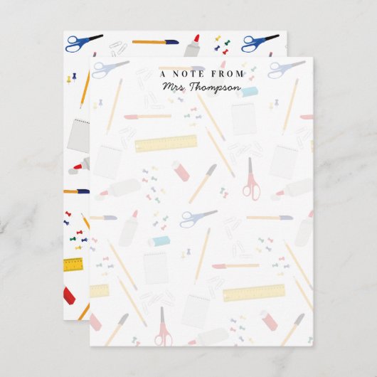 学校法人工芸品用品パターン先生ギフト ノートカード (正面/裏面)