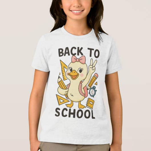 🎒 学校準備OK!かわいいガチョウ トライブレンドTシャツ (正面)