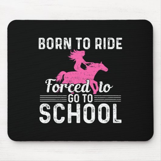 学校生まれのおもしろい樽に行くことを余儀なくされた馬に乗る マウスパッド (正面)