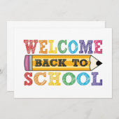 学校生活がまた始まるよ – 鉛筆イラスト (正面/裏面)