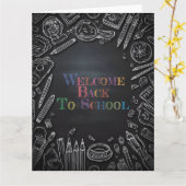 学校生活が始まる - 新学期のご案内 カード (黄色い花)