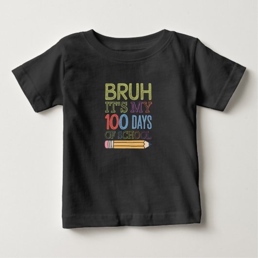 学校生活が100日目だなんて！100日目の学校で使う面白グッズ ベビーTシャツ (正面)