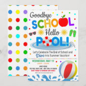 学校生活さようならプールパーティー招待状 招待状 (正面/裏面)