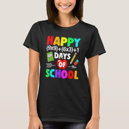 学校生活100日おめでとう 数学の公式 100日間の学校生活 Tシャツ (正面)