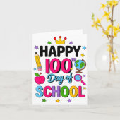学校生活100日おめでとう 100日賢くなった先生 カード (黄色い花)