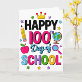 学校生活100日目おめでとう 100日間でさらに賢くなった先生 カード (黄色い花)
