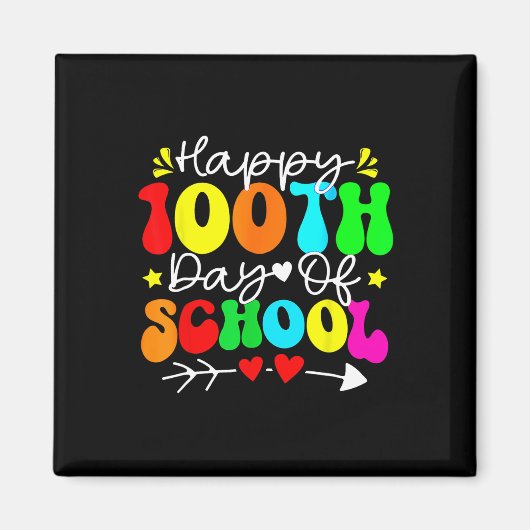 学校生活100日目の先生と子供たち、100日を迎えて幸せいっぱい! マグネット (正面)