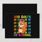 学校生活100日目の授業担当のキツネ先生 招待状 (正面/裏面)