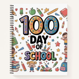 学校生活100日目の楽しいTシャツ | カラフルな子供用 ノートブック