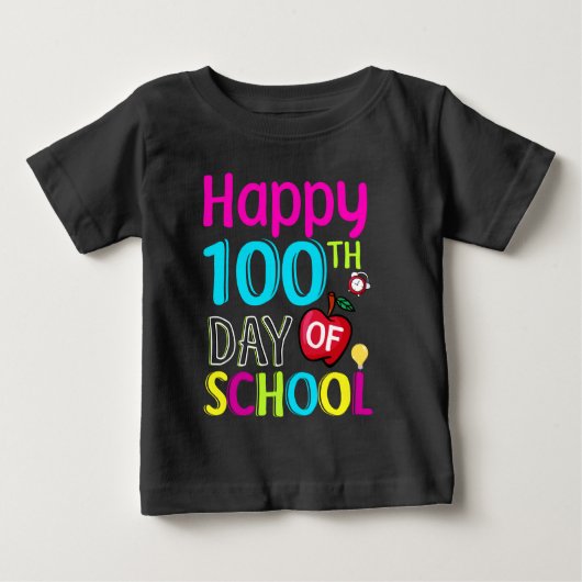 学校生活100日目の記念日おめでとう ベビーTシャツ (正面)