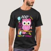 学校生活100日目の記念日 100日間でさらに賢くなった かわいいフクロウが好き Tシャツ (正面)