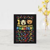 学校生活100日目のTシャツ 100 Pawsome賢い犬 カード (黄色い花)