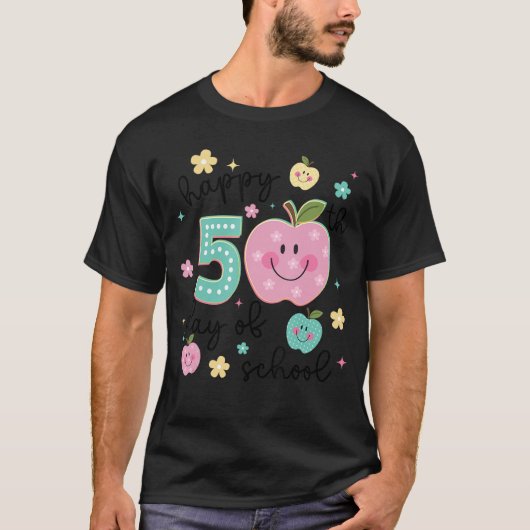 学校生活50日目おめでとう 50日経ってさらに賢くなった先生 B Tシャツ (正面)