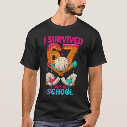 学校生活67日間生き残った アイスクリーム67エム Tシャツ (正面)