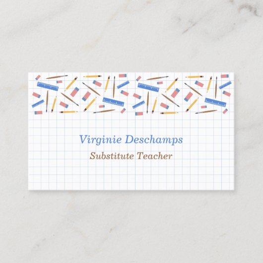 学校用品およびグリッドシート代替先生 名刺 (正面)