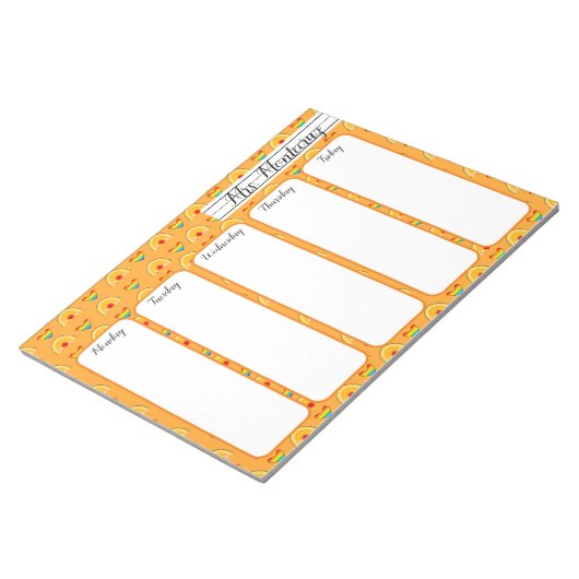 学校用品とレインボーハートパターン学校 ノートパッド (アングル)