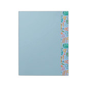 学校用品のコラージュ（青） ノートパッド (回転)