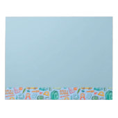 学校用品のコラージュ（青） ノートパッド (正面)