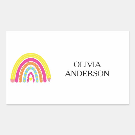 学校用品の名前をカスタムするラベル 長方形シール (正面)