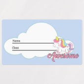 学校用品の子供の名前ラベルUnicornクラウド ラベル (デザイン2)