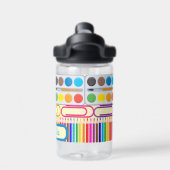 学校用品コラージュ – Pencils、絵を描クリップ ウォーターボトル (背面)