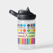 学校用品コラージュ – Pencils、絵を描クリップ ウォーターボトル (右面)