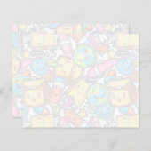 学校用品パターンのポストイットノート (正面/裏面)