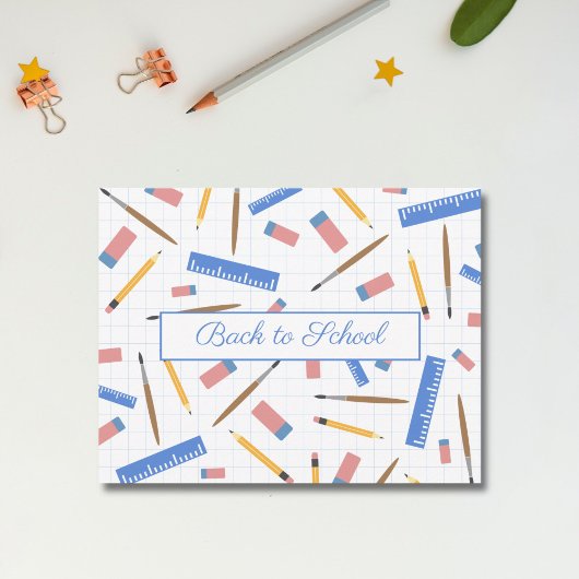 学校用品パターンはがき シーズンカード