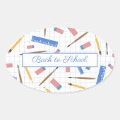 学校用品パターンステッカー 楕円形シール (正面)