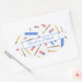 学校用品パターンステッカー 楕円形シール (封筒)