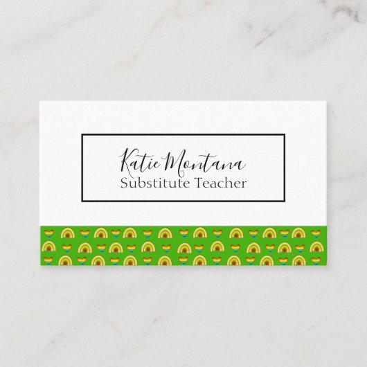 学校用品パターン代替先生 名刺 (正面)