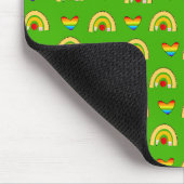 学校用品パターン(ハートグリーン) マウスパッド (コーナー)