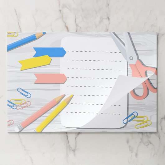 学校用品メモ帳 – 文房具の並び ペーパーパッド (折り畳み)