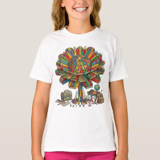 学校用品 子供 小学校 花 先生 芸術 Tシャツ
