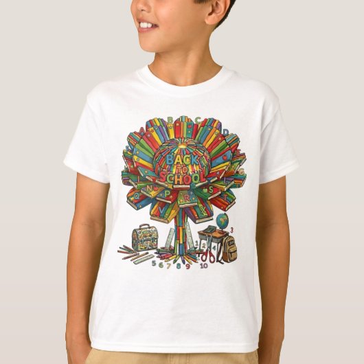 学校用品 子供 小学校 花 先生 芸術 Tシャツ (正面)