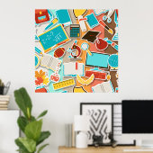 学校用設備アイコン ポスター (ホームオフィス)