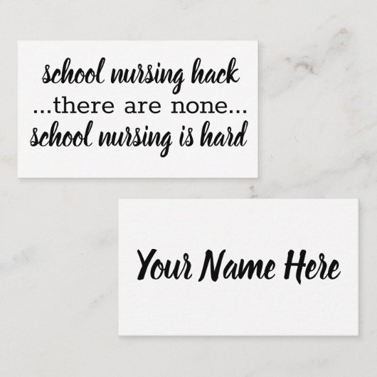 学校看護ハック、小規シンプル模·感動的 名刺 (正面/裏面)