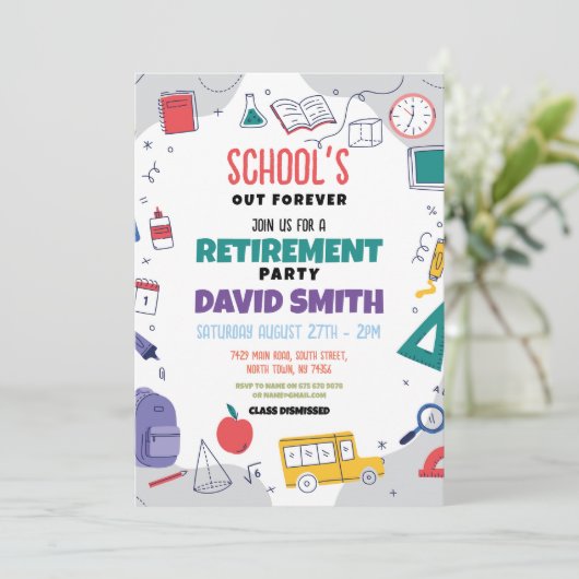 学校私たちの永遠の退職パーティー先生 招待状 (スタンド正面)