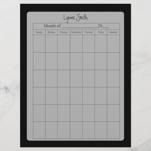 学校空白ののカレンダーのページ(単純黒) (正面)