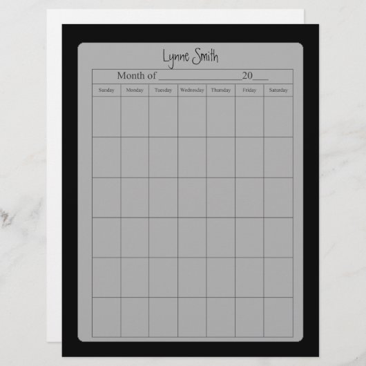 学校空白ののカレンダーのページ（単純黒） (正面/裏面)