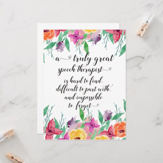 学校素晴らしのスピーチセラピスト感謝していSLPを贈る カード (正面/裏面インサイチュ)